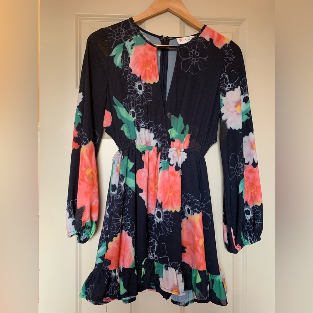 Navy floral romper, size small